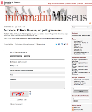 El Davis Museum, un petit gran museu, Informatiu Museus GenCat